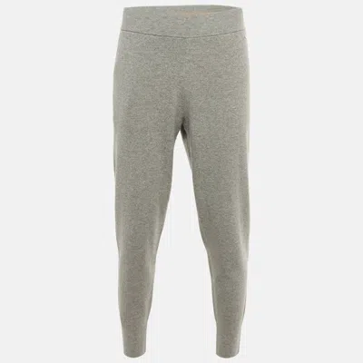 Pre-owned Boss By Hugo Boss Grey Wool Trousers L In Gray