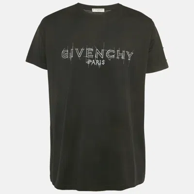Pre-owned Givenchy Black Logo Print Jersey Loose Fit T-shirt S