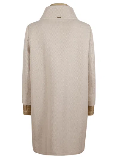 Herno Zigzag-weave High Neck Coat In Neutral