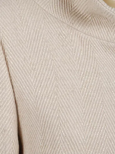 Herno Zigzag-weave High Neck Coat In Neutral
