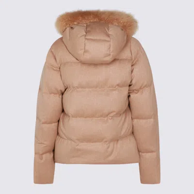 Eleventy Insulated Jackets With Fur Trim Hood In Brown