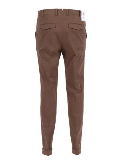 Pt01 Flat Front Pants With Diagonal In Brown