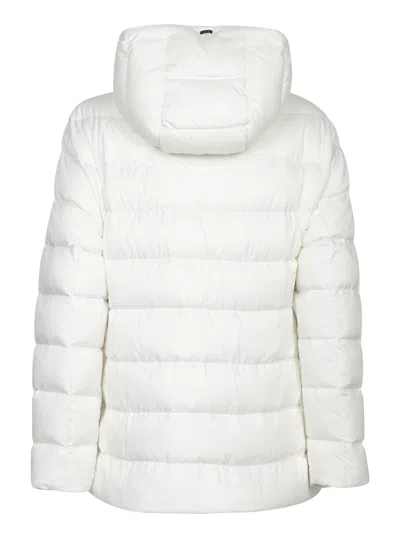 Herno Hooded Zip-up Padded Jacket In White