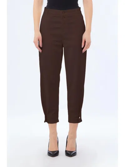 Liu •jo Liu Jo Rear Logo Detail Button Balloon Trousers In Brown