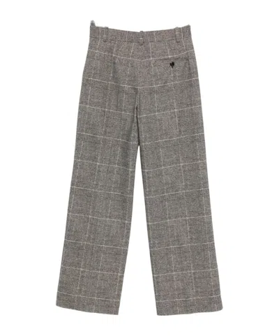 Circolo 1901 Check Pattern Wide Leg Cotton Trousers In Gray