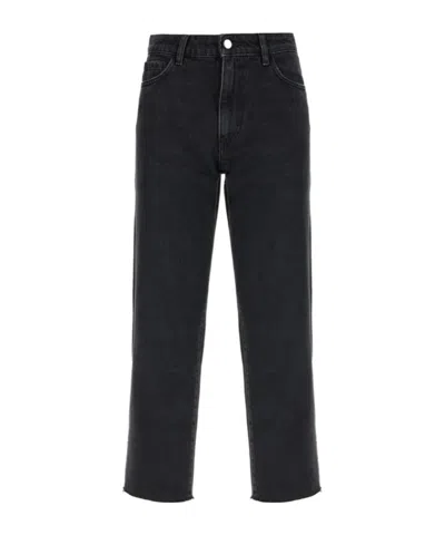 Icon Denim 'daddy Jean' Blue Jeans With Logo Detail On The Rear And Logo Patch On The Rear In Denim Woman In Black