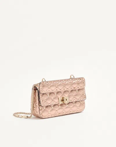 Valentino Small  Garavani Rockstud Spike Bag In Laminated Nappa In Pink