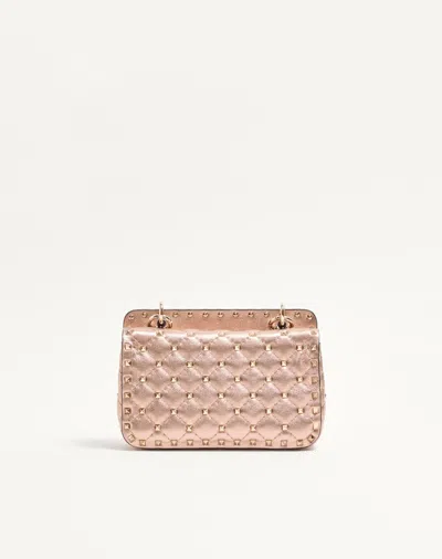 Valentino Small  Garavani Rockstud Spike Bag In Laminated Nappa In Pink