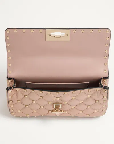 Valentino Small  Garavani Rockstud Spike Bag In Laminated Nappa In Pink