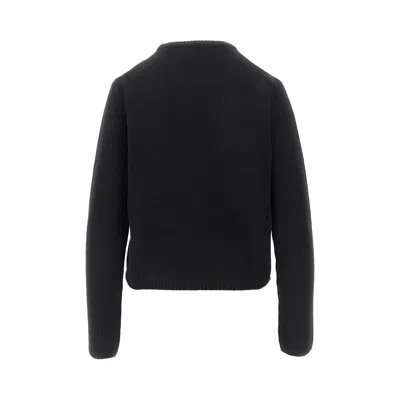 Moncler Cropped Sweater With Contrasting Embroidered Logo In Black