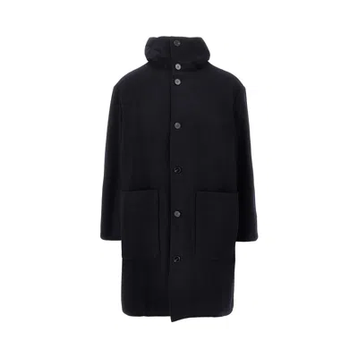 Paltò Tonio Felt Wool And Nylon Coat In Blue