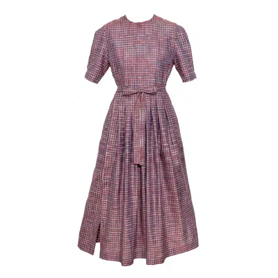 Karolina Ozolinsiute Women's Pink / Purple Purple Checks Maxi Cecilie Dress In Burgundy