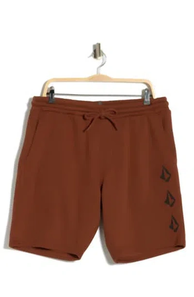 Volcom Kick Turn Fleece Shorts In Brown