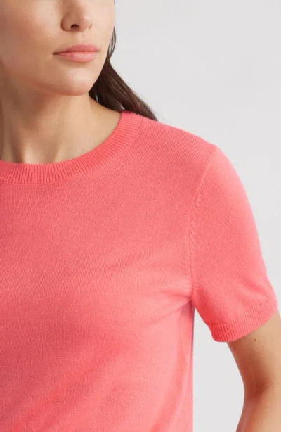 Caslon ® Short Sleeve Merino Wool Blend Crewneck Sweater In Pink