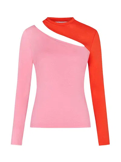 Blonde Gone Rogue Women's Pink / Purple / Red Vanity Slitted Jersey Top In Pink And Red In Pink/purple/red