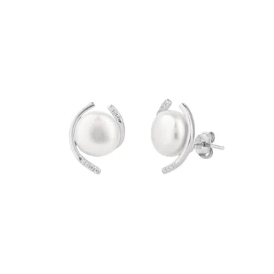 Spero London Men's Sterling Silver Whimsy Swirl Pearl Earring In Metallic