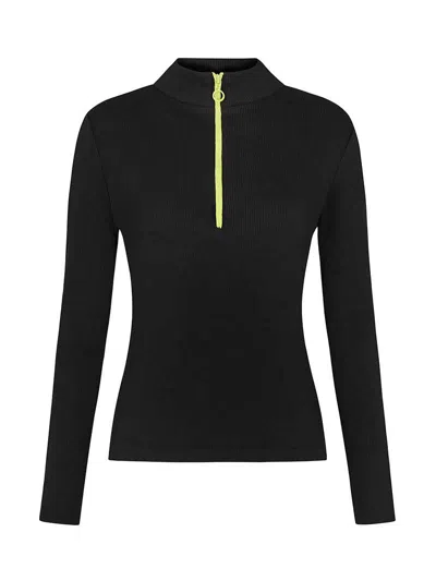 Blonde Gone Rogue Women's Wicked Rib High Neck Zipper Top In Black
