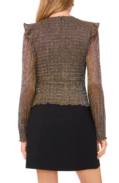 1.state Sheer Shoulder Long Sleeve Blouse In Black