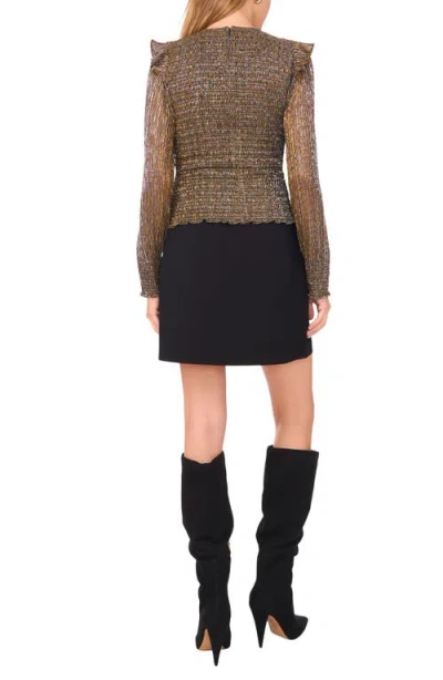 1.state Sheer Shoulder Long Sleeve Blouse In Black