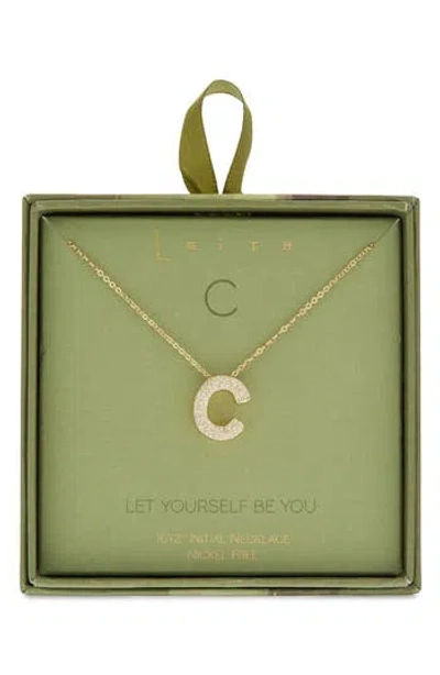 Leith Pavé Cubic Zirconia Initial Pendant Necklace In Gold
