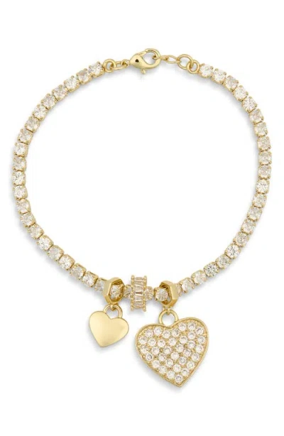 Leith Cubic Zirconia Heart & Rondelle Charm Tennis Bracelet In Gold