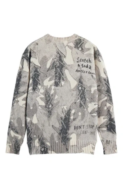 Scotch & Soda Print Relaxed Wool & Cotton Sweater In Neutral