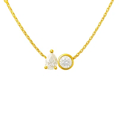 Lily Flo Jewellery Women's Gold Entre Nous Pear & Brilliant Cut Diamond Duo Necklace In Gold
