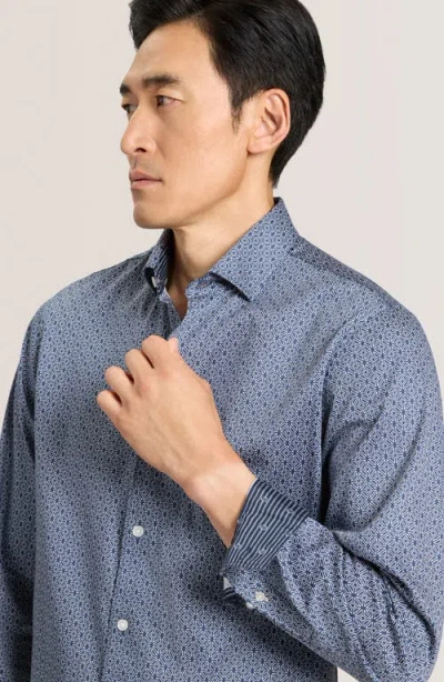Ted Baker Soren Clarot Print Long Sleeve Button-up Shirt In Blue