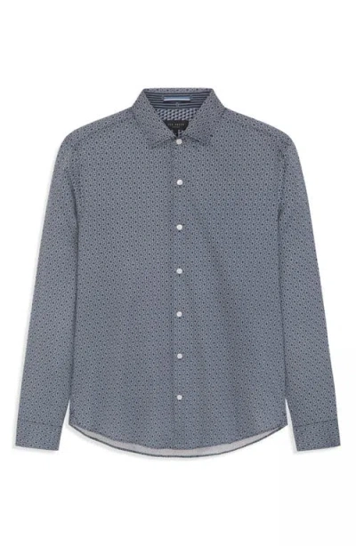 Ted Baker Soren Clarot Print Long Sleeve Button-up Shirt In Blue
