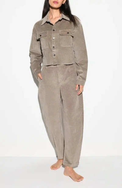 Spiritual Gangster Everly Crop Corduroy Shirt Jacket In Brown