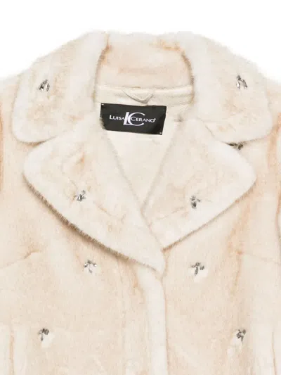 Luisa Cerano Embellished Faux-fur Jacket In White