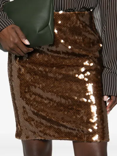 Luisa Cerano Sequined Mini Straight Skirt In Brown