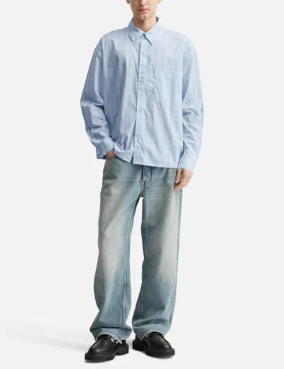 Won Hundred Maza Striped Cotton-poplin Shirt In Blue