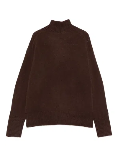 Luisa Cerano Turtleneck Knitted Sweater In Brown