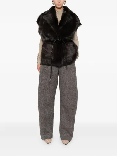 Arma Belted Reversible Gilet In Brown