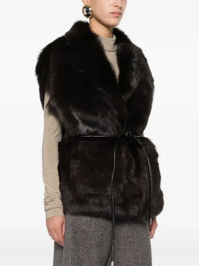 Arma Belted Reversible Gilet In Brown