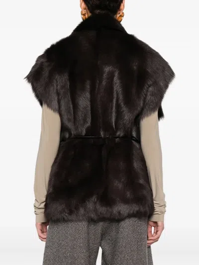 Arma Belted Reversible Gilet In Brown