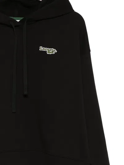 Lacoste Drawstring Hooded Hoodie In Black