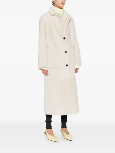 Arma Lambskin Single-breasted Coat In Neutral