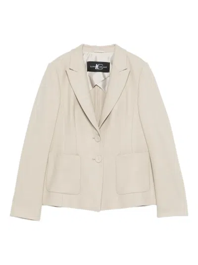 Luisa Cerano Peaked-lapels Pocketed Blazer In Neutral