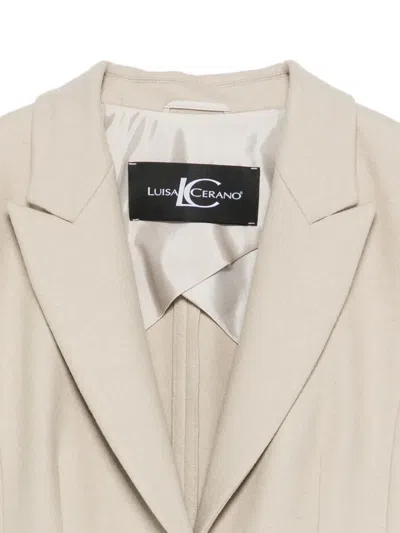 Luisa Cerano Peaked-lapels Pocketed Blazer In Neutral