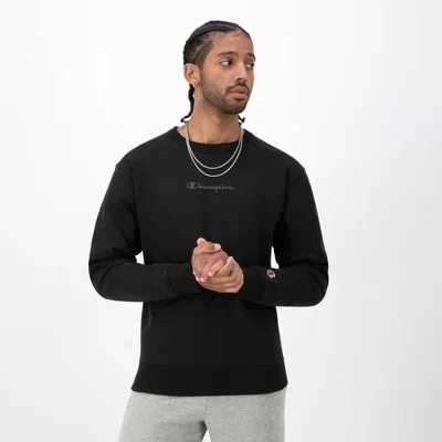Champion Powerblend Crewneck Sweatshirt, Script Logo - Big & Tall In Black