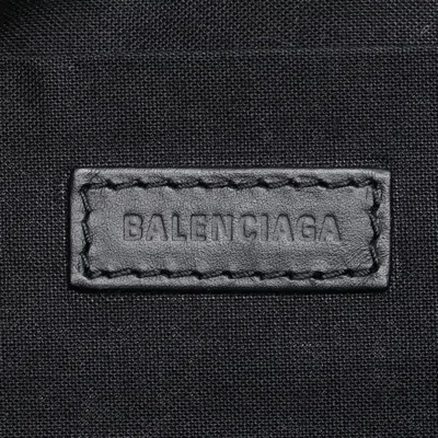 Pre-owned Balenciaga Beige Black Canvas Leather Clutch Bag () In Multi