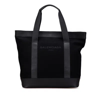 Pre-owned Balenciaga Black Canvas Leather Tote Bag ()