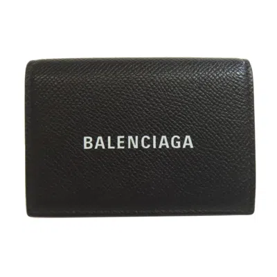 Pre-owned Balenciaga Black Leather Wallet (tri-fold) ()