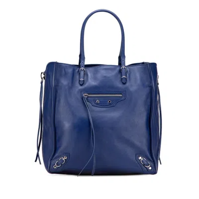 Pre-owned Balenciaga Blue Leather Tote Bag ()