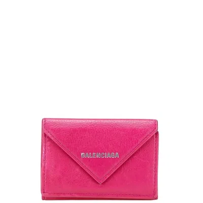 Pre-owned Balenciaga Pink Leather Wallet (tri-fold) ()