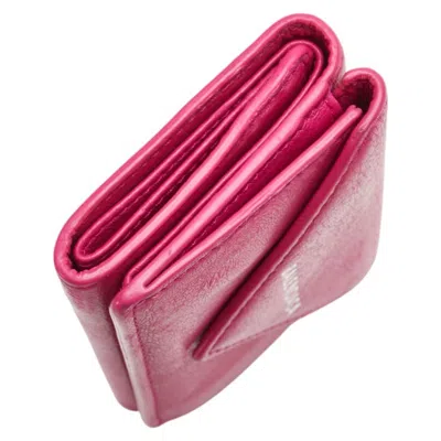 Pre-owned Balenciaga Pink Leather Wallet (tri-fold) ()