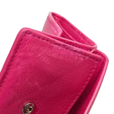 Pre-owned Balenciaga Pink Leather Wallet (tri-fold) ()