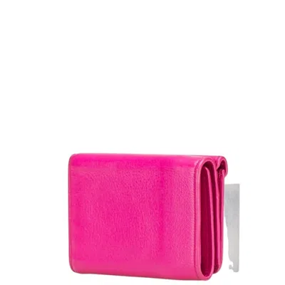 Pre-owned Balenciaga Pink Leather Wallet (tri-fold) ()